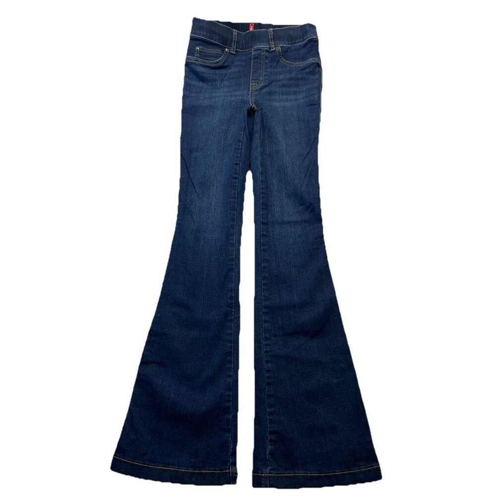 SPANX Jeans Womens XS Dark Wash High-Rise FLARE Pull-on Preppy Cowgirl *26x32.5*